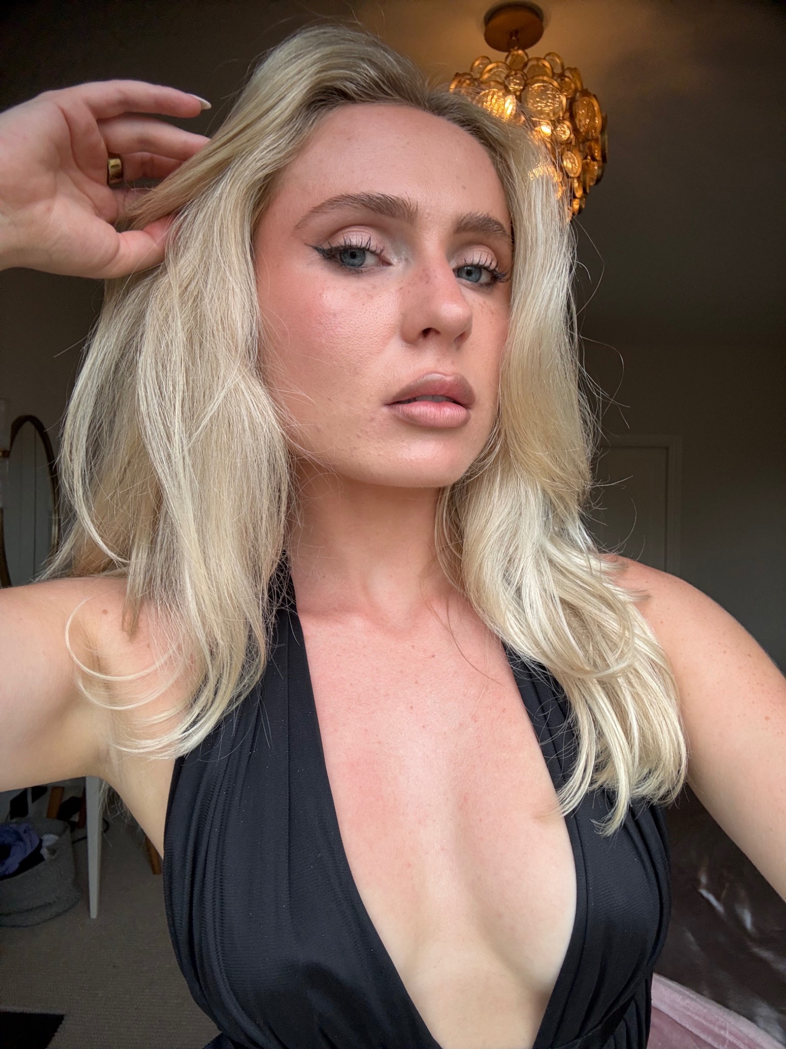 Augusta wearing her refined signature beauty look